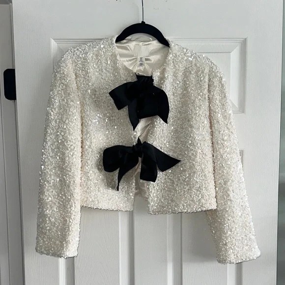 H&M Viral Sequin Bow Jacket / Top - Picture 5 of 6